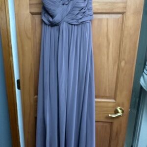 Bill Levkoff Purple Strapless Asymmetrical Gown